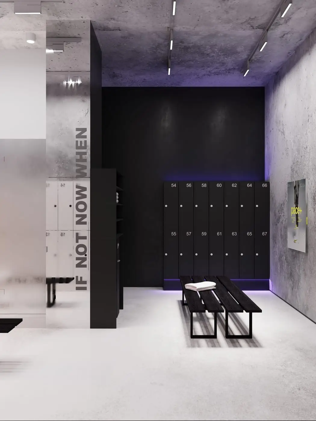 TOPGYM Uluwatu, Changing rooms and showers — render